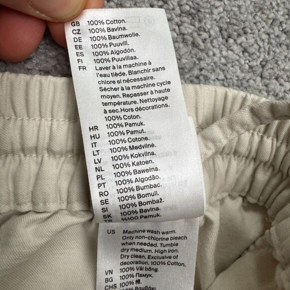 COS Pull On Wide Leg Trouser Crop Pants Womens XS Beige Cotton Elastic Waist - Picture 11 of 16